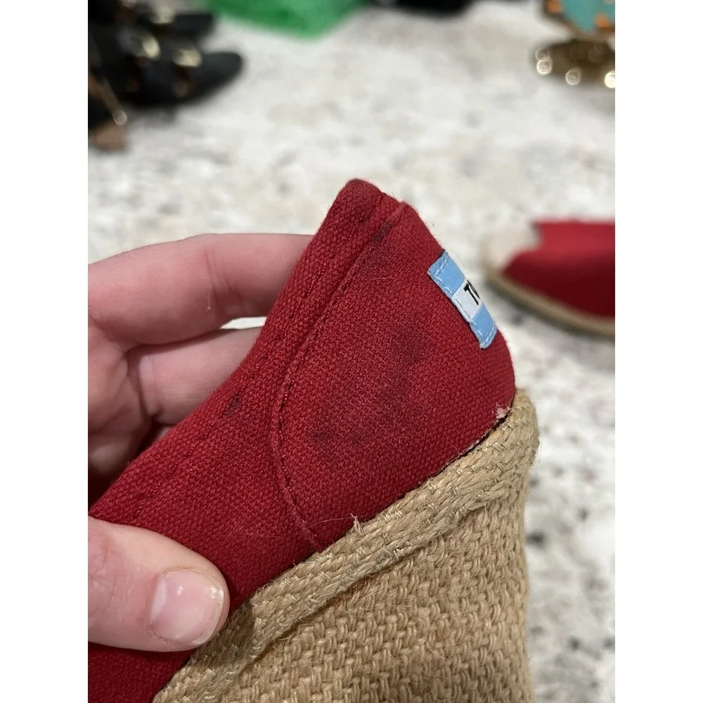 Tom's Red Wedge Heels Women's Size 6.5